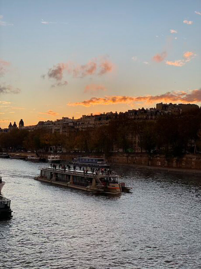 Battello sulla Senna al tramonto